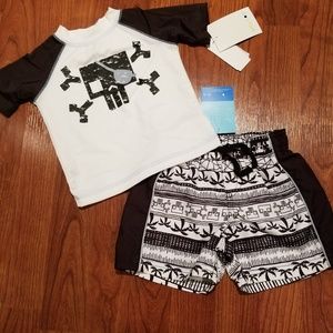 NEW baby boys Rashguard w matching Swim trunks